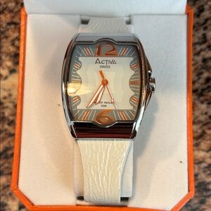 Ativa Swiss Smartwatch with White Band and Orange Details
